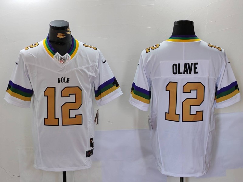 Men's New Orleans Saints Chris Olave #12 White Jersey
